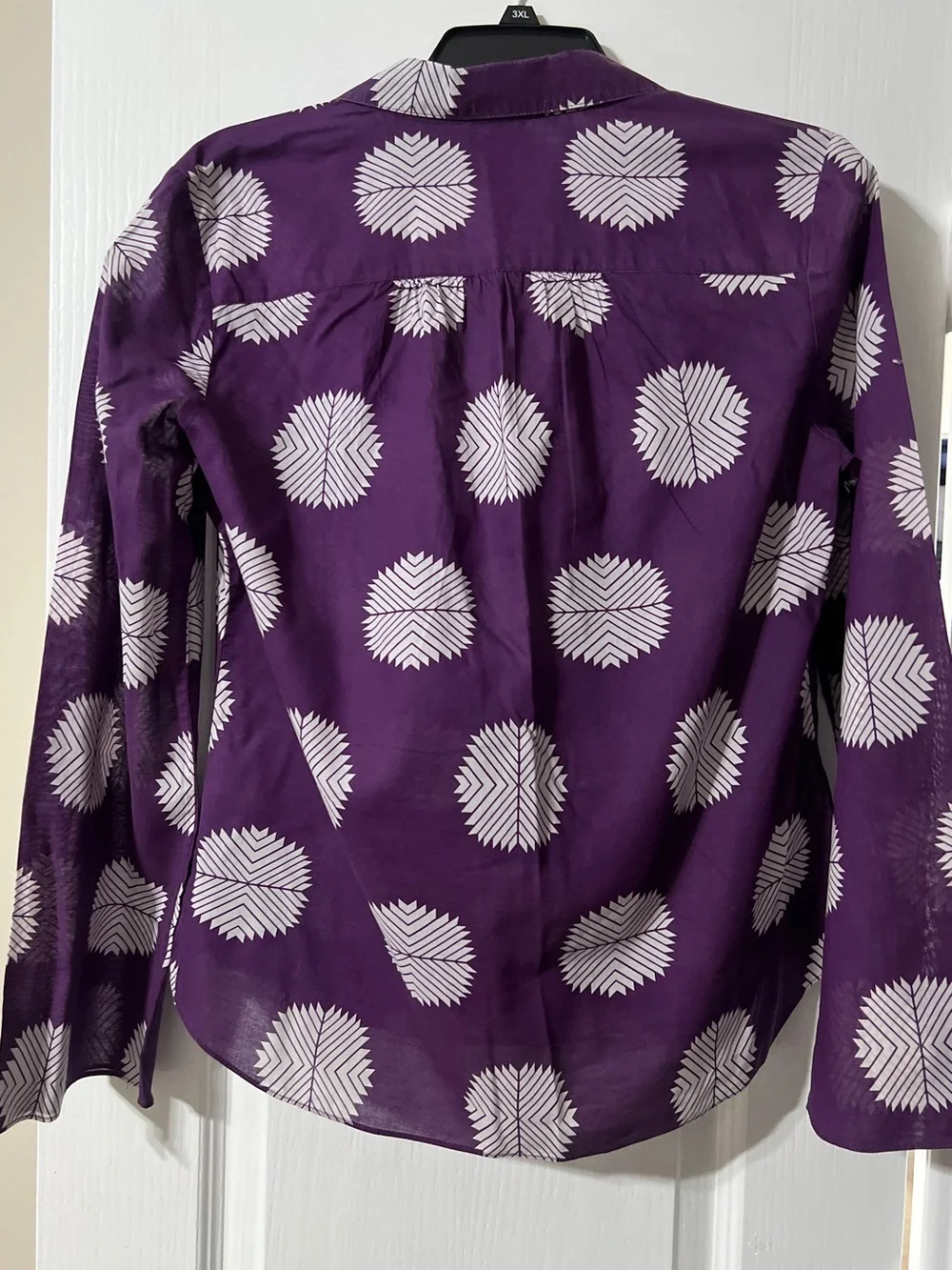 Tory Burch Purple Printed Collared Long-Sleeve Blouse